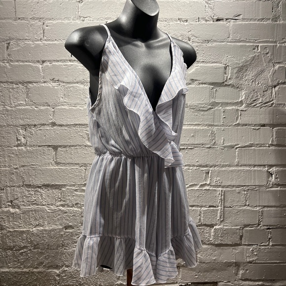 2/$15 Urban Heritage Pinstripe Frilly Romper - Picture 2 of 7